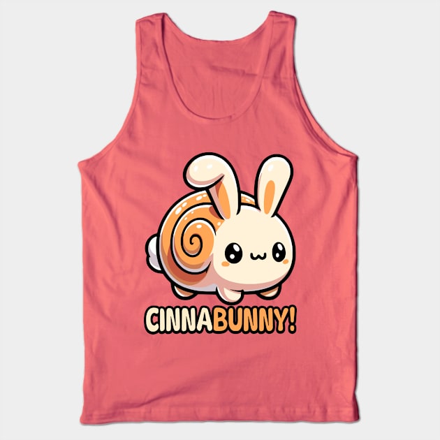 Cinnabunny! Cute Cinnamon Roll Bunny Rabbit Pun Tank Top by Cute And Punny